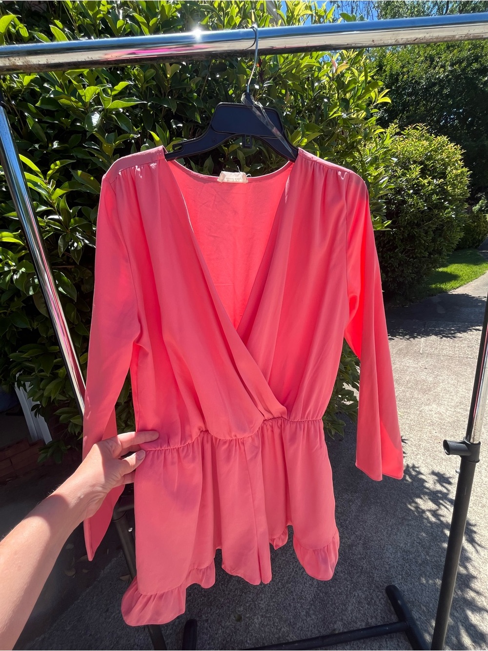 Coral Pink Wrap Ruffle shortall
